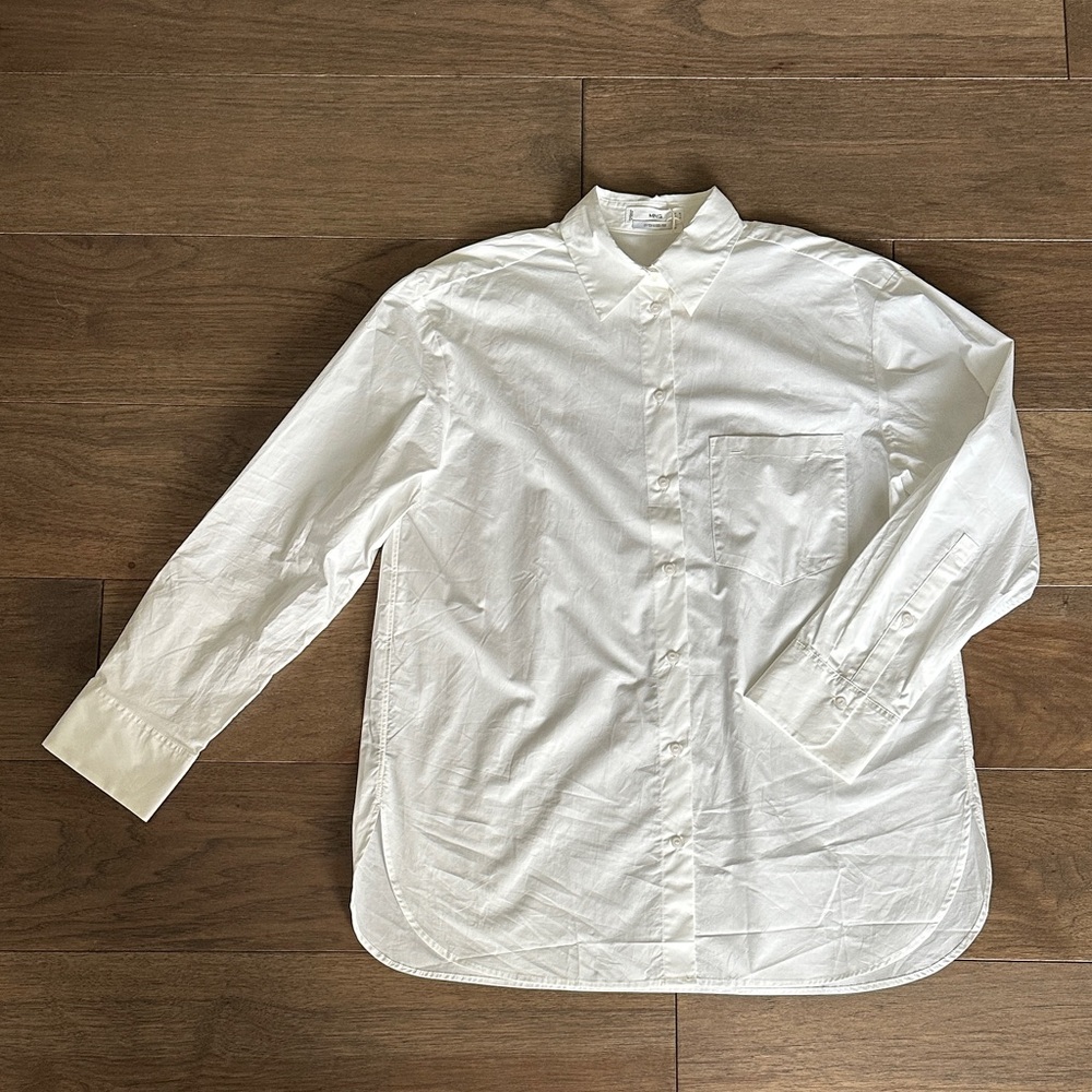 Mango Pocket Oversized Shirt, White Button Down Shirt